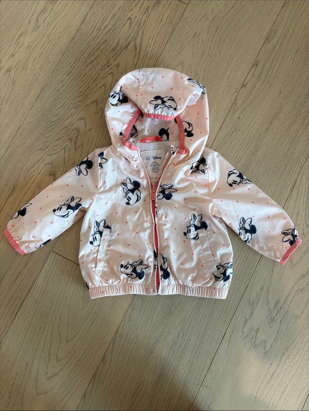 BABY GAP Disney Pink and Coral Minnie Mouse Zip Jacket